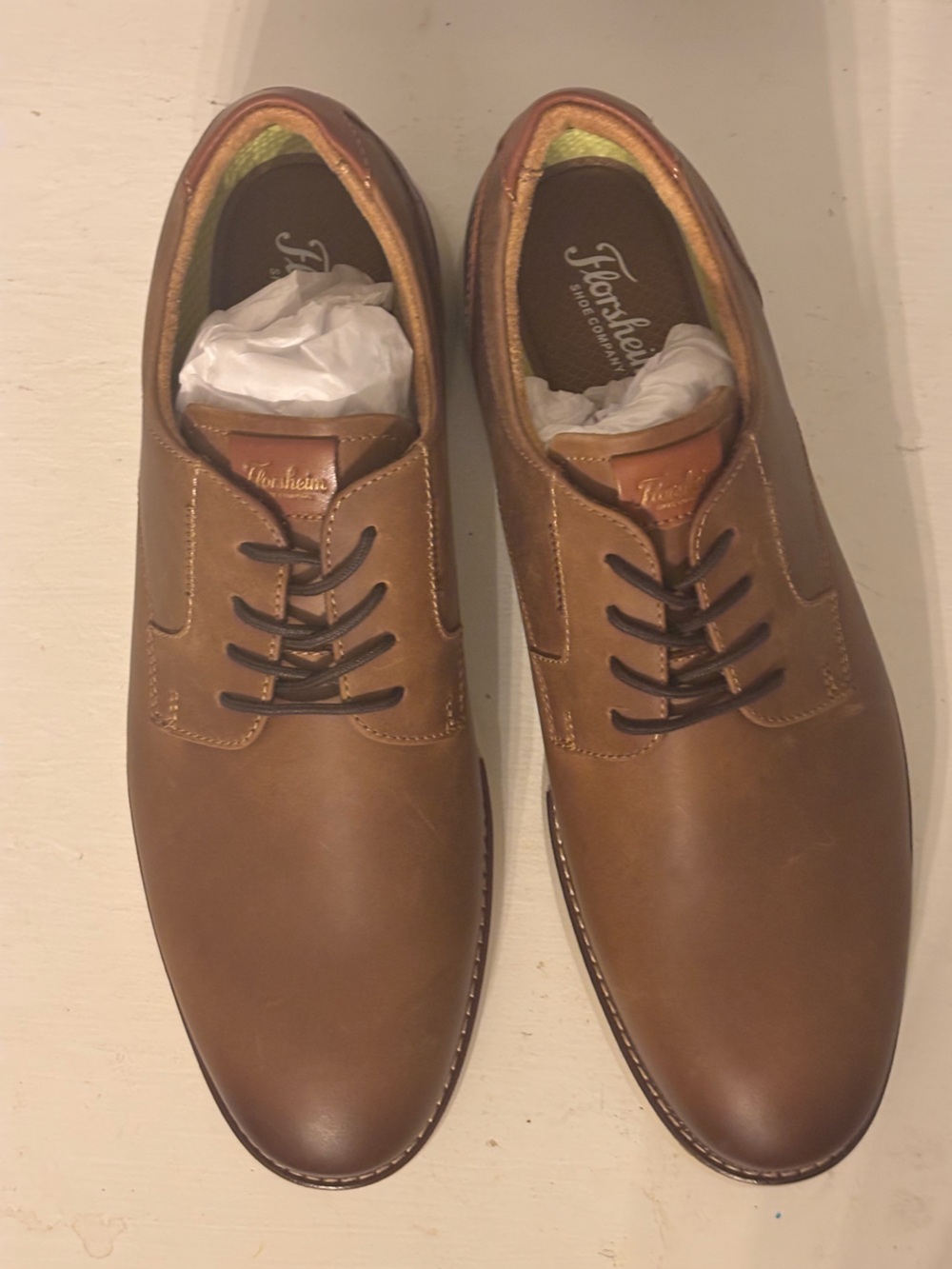 Florsheim Tan Leather Derby Lace-Up Shoes